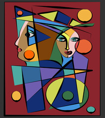 Wall Mural - Colorful background, surrealism art style,abstracts faces