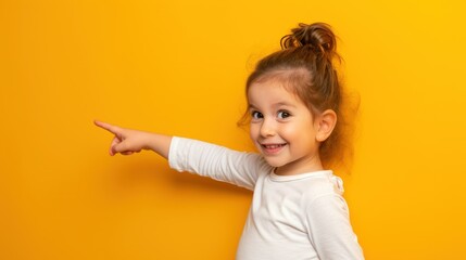 Wall Mural - Beautiful child pointing to the side 