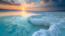 Salt Formations In Dead Sea At Sunset