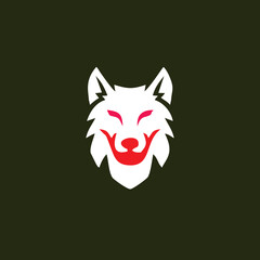 Wall Mural - white wolf logo design with red eyes