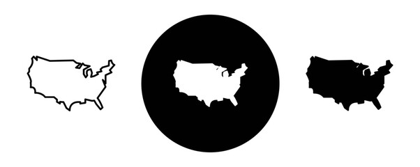 Wall Mural - US map outline icon collection or set. US map Thin vector line art