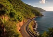 A scenic coastal drive along winding roads revealing