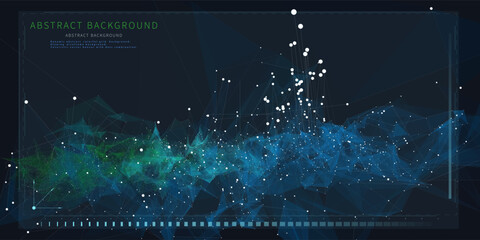 Wall Mural - abstract background chaotic polygonal color surface on dark. technology concept data grid. big data.
