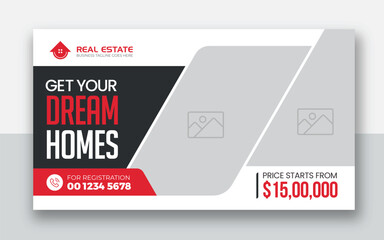 Poster - Real estate home selling youtube thumbnail and web banner template	