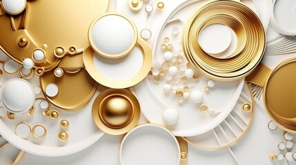 Modern and Creative 3D Abstraction Wallpaper for Walls. 3d Three - dimensional Luxury Golden and White Background