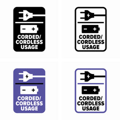 Wall Mural - Corded and Cordless Usage vector information sign
