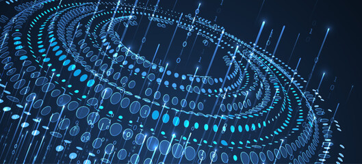 Big Data. Abstract digital futuristic wireframe vector illustration on technology background. Data mining and management concept. Hand drawn art.