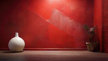 Wall Mural - red wall texture interior background