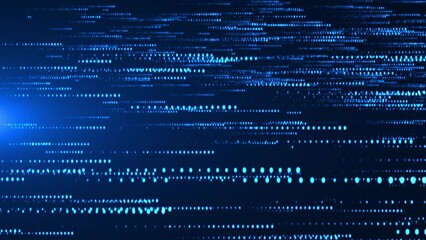 Abstract blue digital background. Visualization of big data particle flow or network connection. 4K animation, seamless loop, computer technology concept.