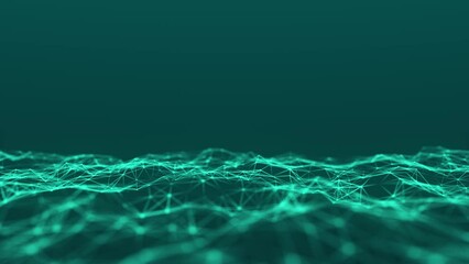 Wall Mural - color animated polygonal space. futuristic wave with dots and lines. structure of connection points 