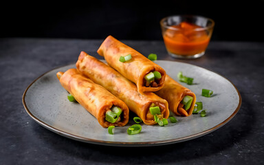 Wall Mural - Capture the essence of Lumpiang Shanghai in a mouthwatering food photography shot