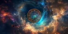 Space Clock. Сoncept Star Gazing, Astral Travel, Celestial Timekeeping, Cosmic Decor, Space Exploration