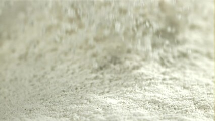 Sticker - Flour falls on the kitchen table. Filmed on a high-speed camera at 1000 fps. High quality FullHD footage