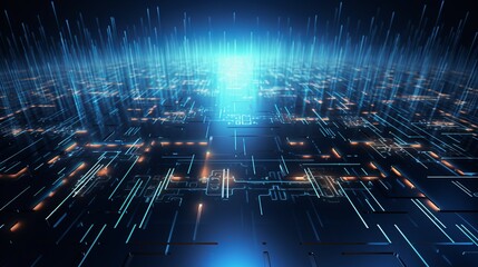 Sticker - vibrant blue abstract technology background: data flow, business analysis, internet payment, financi