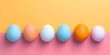 Happy Easter colorful pastel Easter eggs  spring day banner background with copy space for text