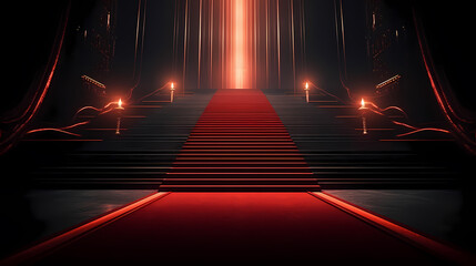 luxurious and elegant red carpet staircase, holiday awards ceremony event