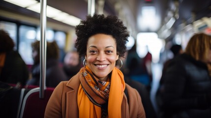 Wall Mural - Warm and inclusive public transportation cultural ambassador fostering belonging within the transit system with a smile