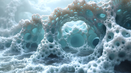 Wall Mural - Close Up of an Ocean Wave With Bubbles Fractal