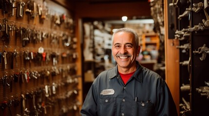 Canvas Print - Residential locksmith with door hardware dedicated to safety