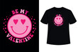 Retro Valentine's Day Be My Valentine Groovy Women Girls T-Shirt