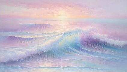 Canvas Print - Beautiful sea wave at sunset. Nature background. 