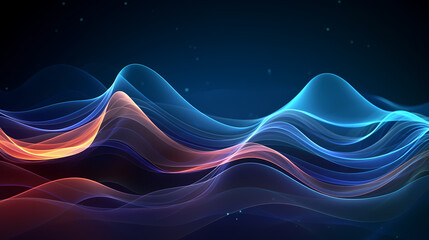 Wall Mural - Digital technology blue rhythm wavy lines abstract graphic poster web page ppt background