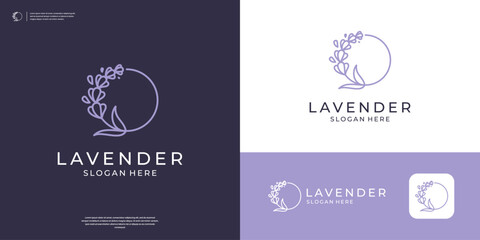 Wall Mural - Abstract lavender logo design. Beauty flower logo with circle symbol