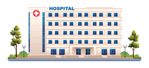 Wall Mural - Hospital building vector illustration. Medical clinic isolated on white background