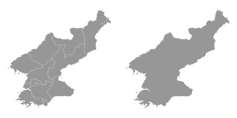  North Korea map with administrative divisions. Vector illustration.