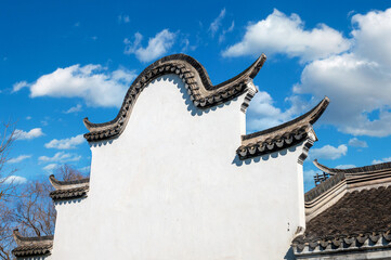 Wall Mural - Close-up of Hui-style architecture in a small town in southern China