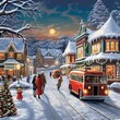 Christmas and New Year holidays in european city. Winter landscape.