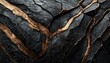 Obsidian Veins: A Top-View Exploration of Abstract Cracks in Dark Stone