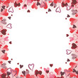 © lunata - Watercolor hearts frame. Hand drawn illustration of pink purple hearts. Perfect for Valentines day