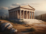 Fototapeta Paryż - ancient greek temple ruin on a hill