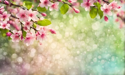 Poster - Springtime bokeh with blossoming trees