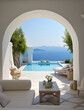 cobb terrace in Greek islands overlooking the sea