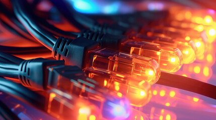 Close-up photo of Data cable transfers background information