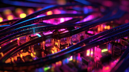 Close-up photo of Data cable transfers background information