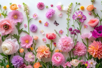 Wall Mural - Floral colorful spring wedding wallpaper background