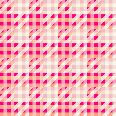 Fototapete - Abstract seamless pattern. Textile diagonal pink hounds-tooth plaid vector pattern.