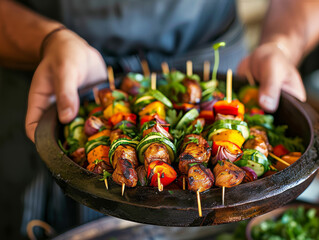 Wall Mural - Appetizing dish on skewers