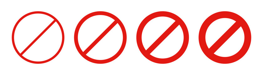 prohibited circle sign. prohibition red icon. ban icon. red circle with cross line symbol. caution f