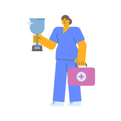 Wall Mural - Nurse holding silver cup and holding suitcase