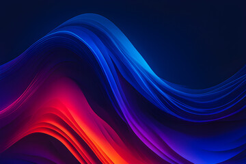 Poster - Dark, colorful background with abstract waves