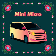 Wall Mural - Cars of different types of illustrations set side view of the bus sedan minibus micro mini micro