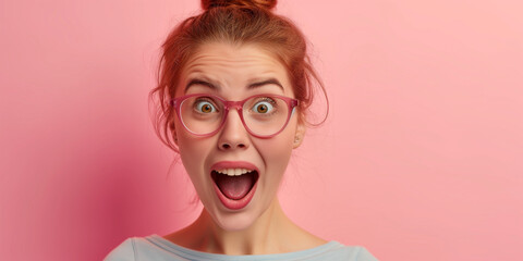 Poster - A dream comes true a black woman really happy for a big good news with pink background