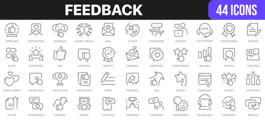 Fototapete - Feedback line icons collection. UI icon set in a flat design. Excellent signed icon collection. Thin outline icons pack. Vector illustration EPS10