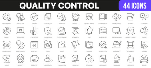 Fototapete - Quality control line icons collection. UI icon set in a flat design. Excellent signed icon collection. Thin outline icons pack. Vector illustration EPS10