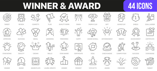 Wall Mural - winner and award line icons collection. ui icon set in a flat design. excellent signed icon collecti
