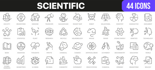 Leinwandbilder - Scientific line icons collection. UI icon set in a flat design. Excellent signed icon collection. Thin outline icons pack. Vector illustration EPS10